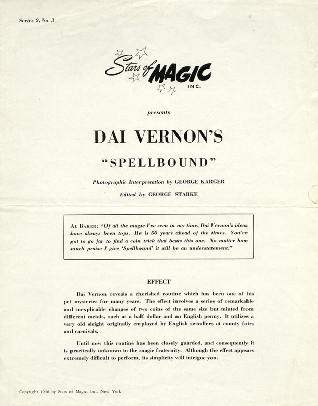 Stars of Magic Presents Dai Vernon's "Spellbound" - Quicker than the Eye