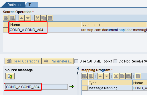 iDoc service interface used as the Source Operation of iDoc Collection Scenario