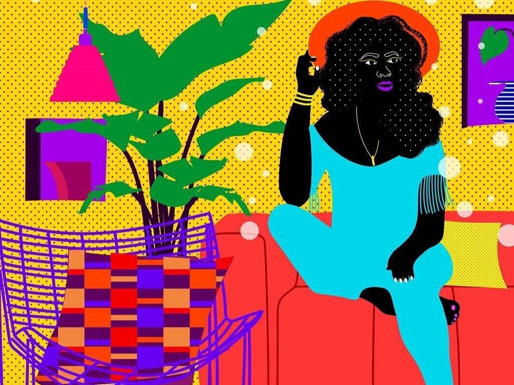 Vibrant vector art of Black people turning away from one another, symbolizing avoidance, ghosting, and emotional distance. Artwork by Aurélia Durand.