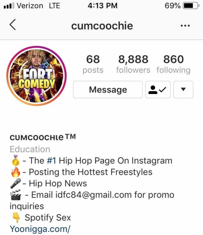 OG cumcoochie Instagram screenshot