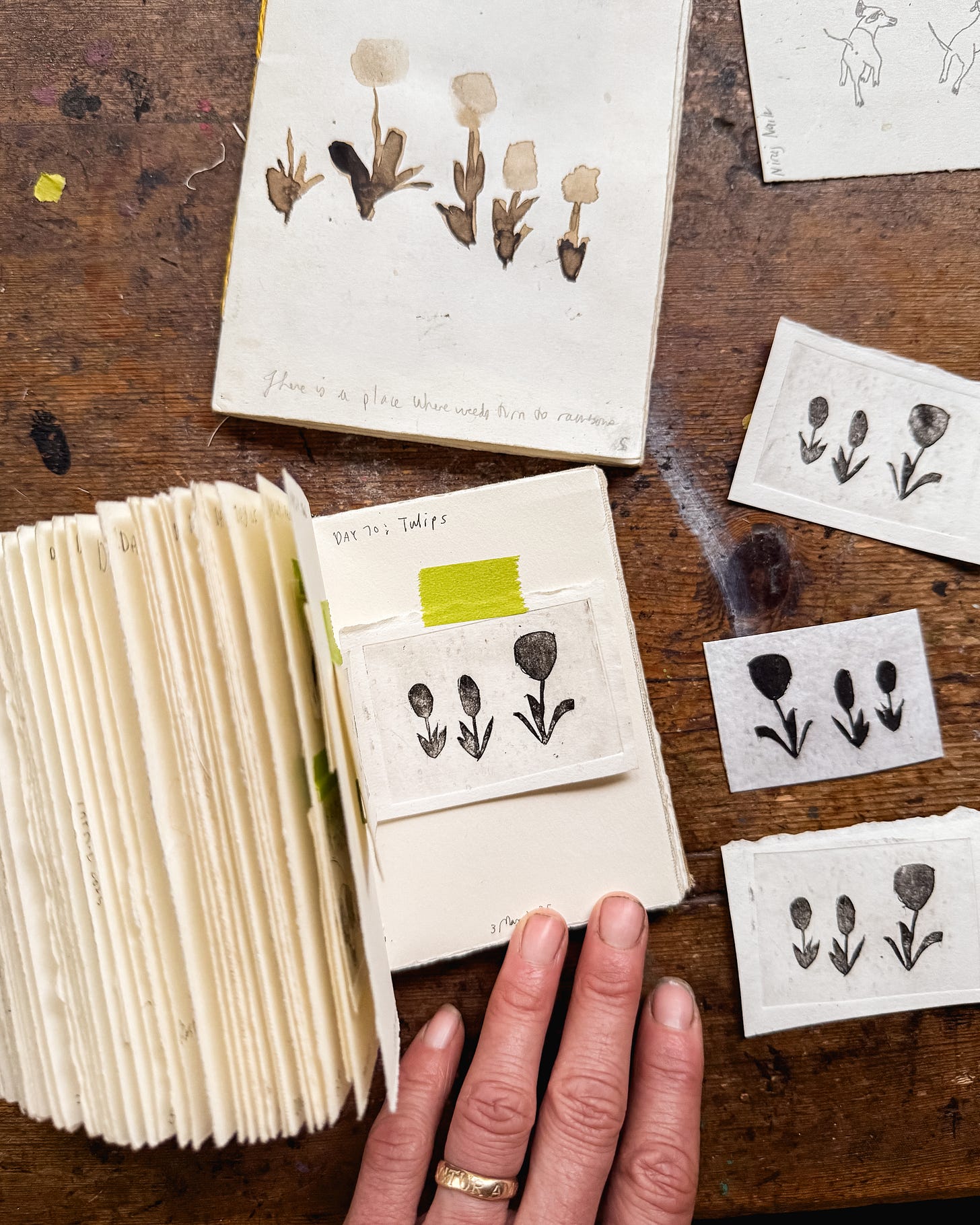 Tetra pak prints and ink drawings