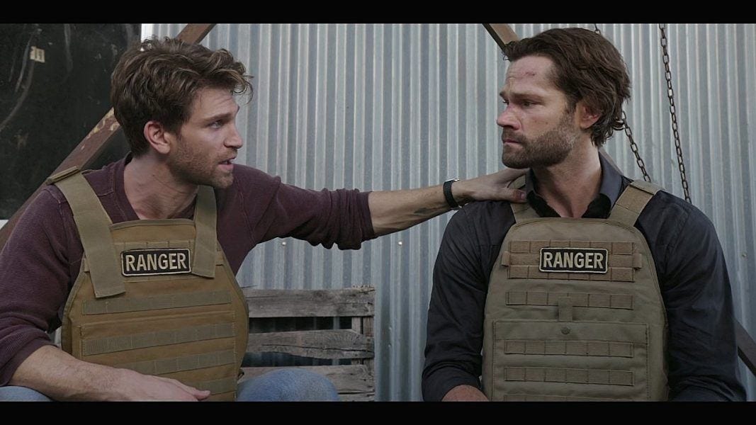 Walker gay brother LIam caressing Jared Padalecki's shoulder on Walker et 3.06. Walker gay brother LIam caressing Jared Padalecki's shoulder on Walker et 3.06.