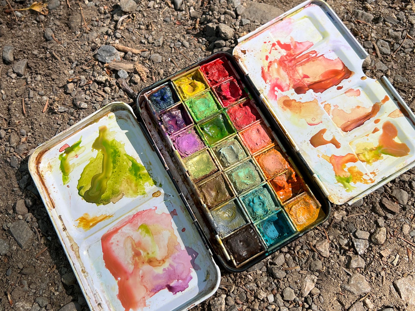 K. Woodman-Maynard experiments with new colors from her friend Nicole Kelner’s gouache travel palette. K. Woodman-Maynard experiments with new colors from her friend Nicole Kelner’s gouache travel palette.