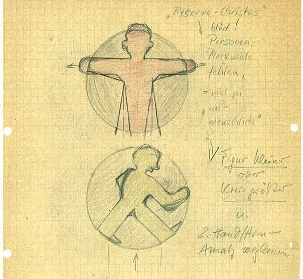 Sketches on graph paper of the traffic light design