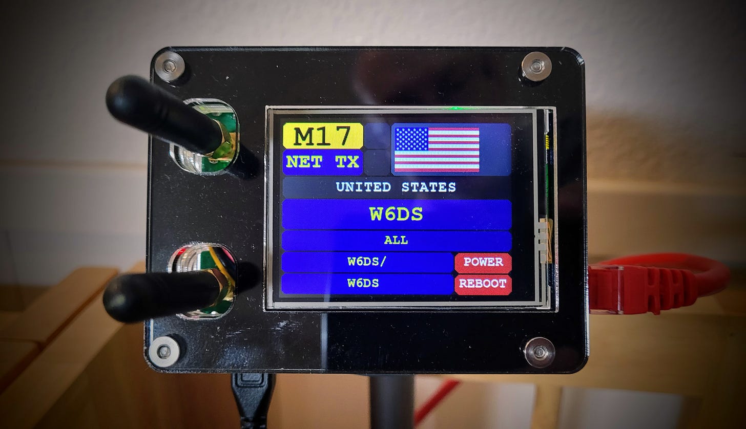 My hotspot screen showing a transmission is occurring on M17
