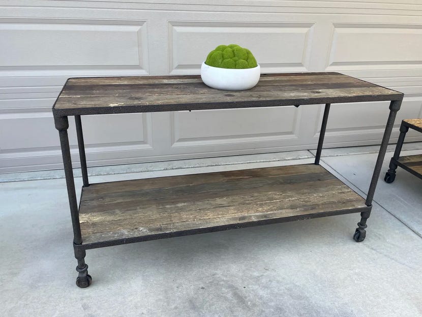 picture of the Restoration Hardware Bistro cart table.