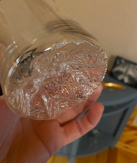 glass tumbler molded with mountain peaks