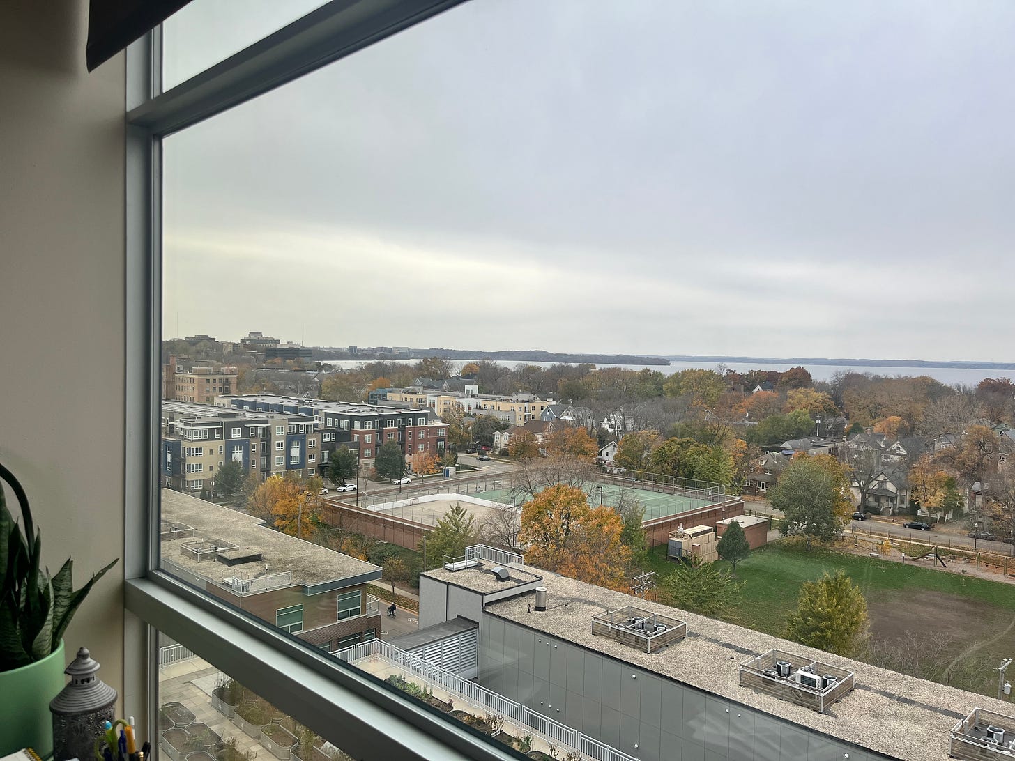 picture of a cityscape from inside a window