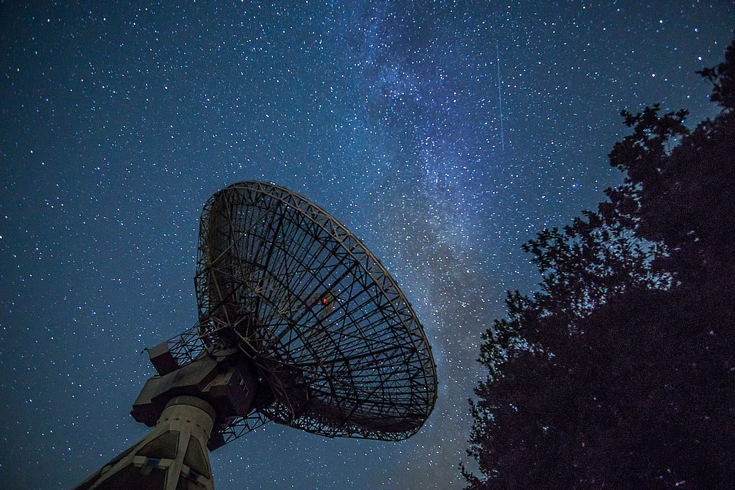 white satellite dish under blue sky during night time white satellite dish under blue sky during night time