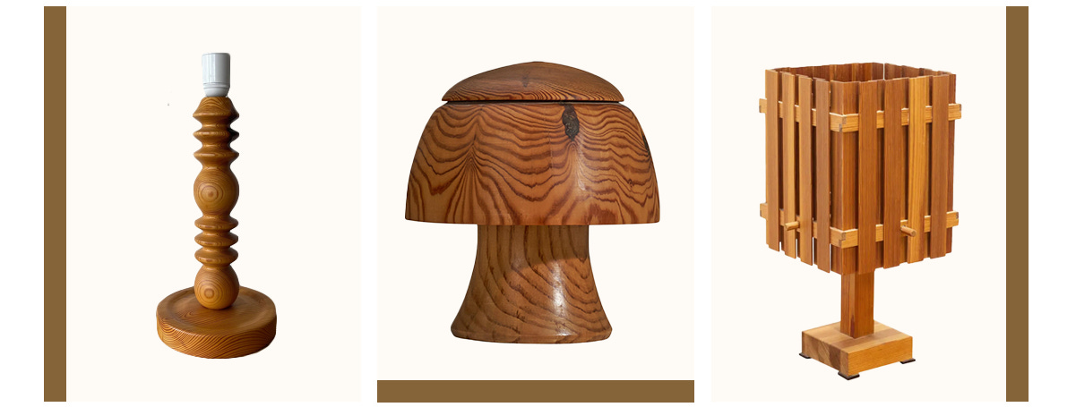 Pine wood table lamps