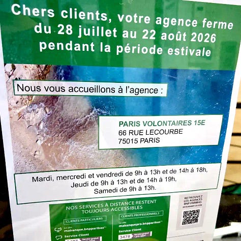 Photos of notices in shop windows informing customers that they will be closed over the summer