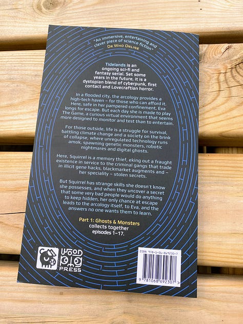 3 images of complementary print copy of Tidelands from CMP, front cover, back cover and sample inside page.