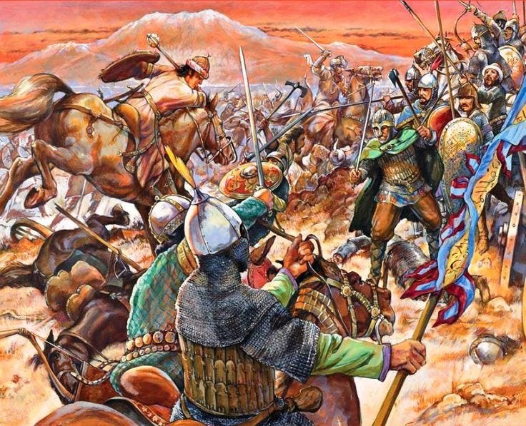 An illustration of The Battle of Manzikert (Turkish: Malazgirt Muharebesi) was fought between the Byzantine Empire and the Seljuq Turks on August 26, 1071. The result was a victory for the Seljuks An illustration of The Battle of Manzikert (Turkish: Malazgirt Muharebesi) was fought between the Byzantine Empire and the Seljuq Turks on August 26, 1071. The result was a victory for the Seljuks