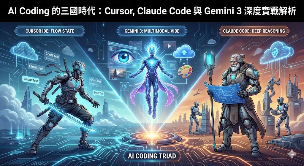 AI Coding 的三國時代：Cursor IDE, Claude Code 與 AI Studio (Gemini 3) 實戰解析 by ...