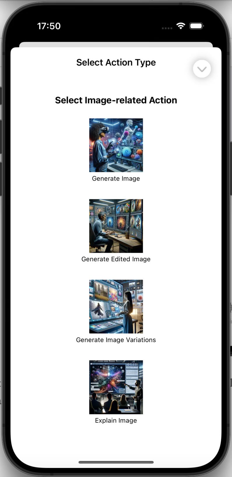 Screenshot depicting image-related functions to be implemented with the OpenAI API