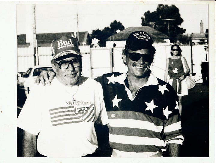 L: JB's granddad, Capt. James Delaney Buffett, Sr. ; R: JB and his dad, James Jr.