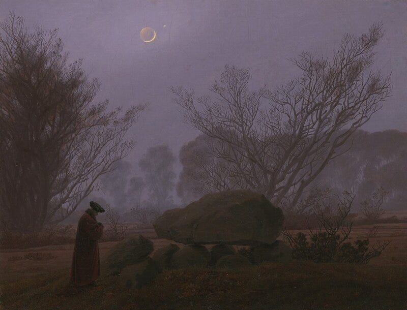 Caspar David Friedrich | A Walk at Dusk (1830-1835) | Artsy