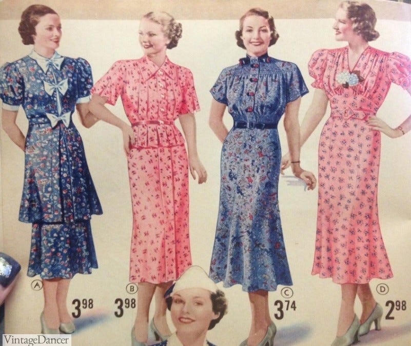 1930s day dresses 1930s dress styles in the daytime (Spring, 1937) - at vintagedancer.com 1930s day dresses 1930s dress styles in the daytime (Spring, 1937) - at vintagedancer.com
