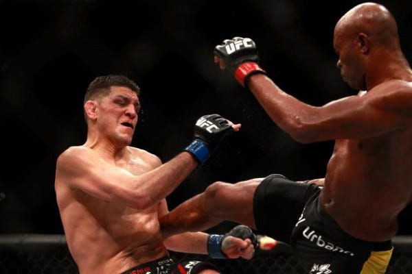 anderson silva kicking nick diaz in side ufc 183 anderson silva kicking nick diaz in side ufc 183