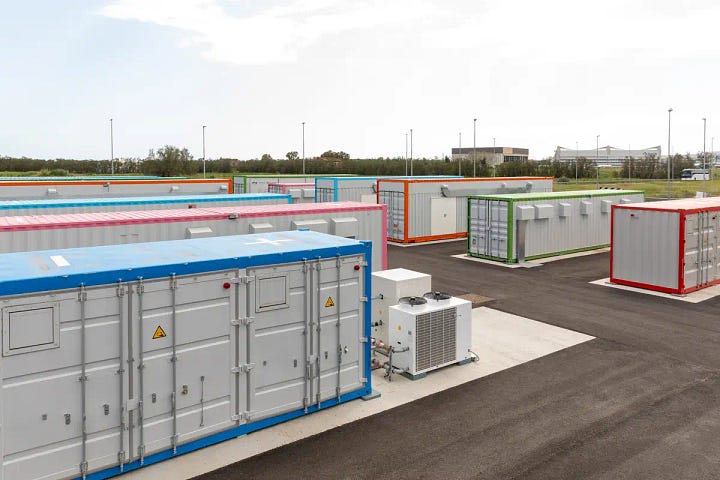 Nissan Leaf batteries contained in energy storage unit.