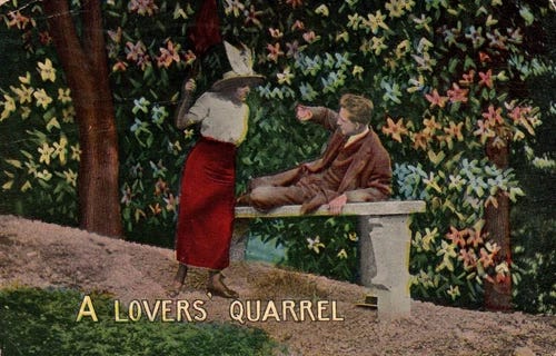 Vintage Postcard "A Lovers' Quarrel" - Posted in 1913 - Picture 1 of 2