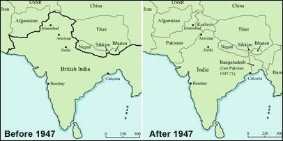I added a map of India before 1947 and after 1948 to show the ...