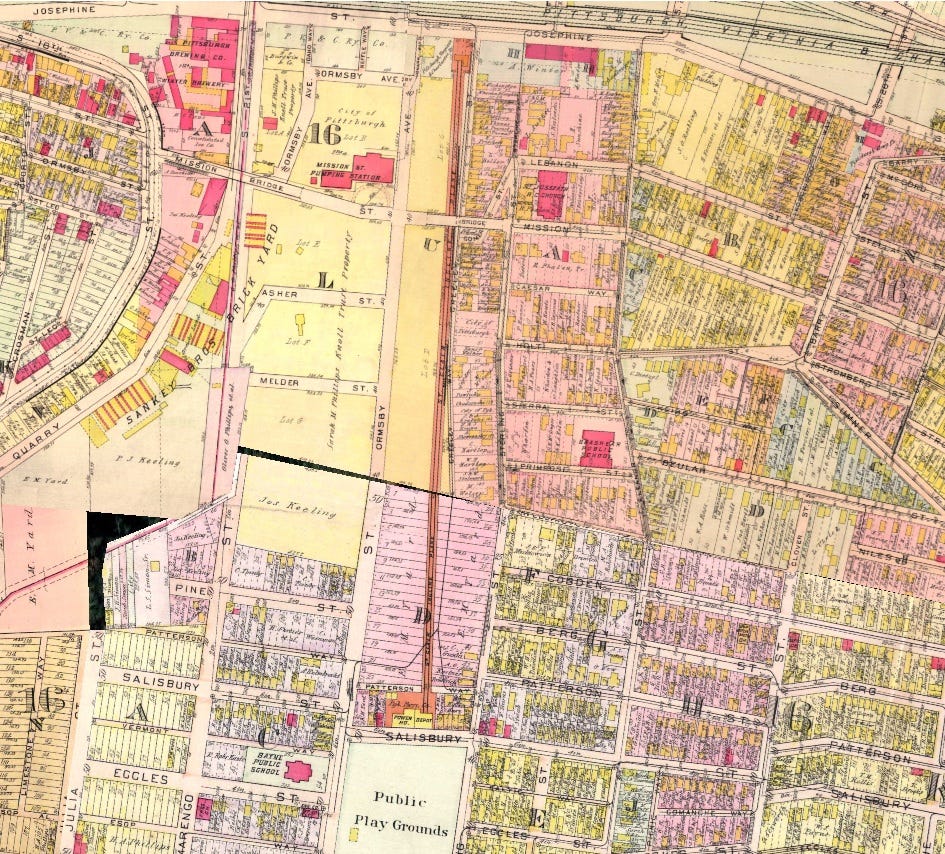 1923 map showing the St Clair incline path
