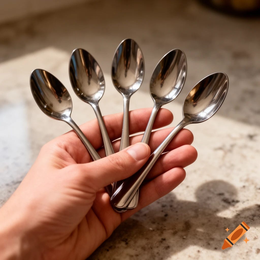 What happens if you ask AI for 8 teaspoons. Noel Coward's ghost is coming for you, craiyon!