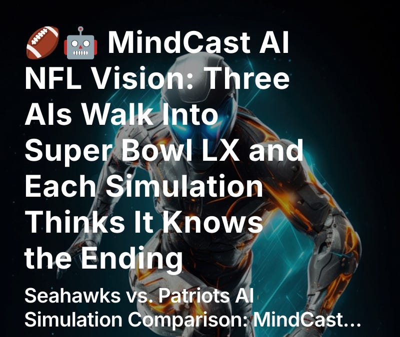🏈🤖 MindCast AI NFL Vision: Three AIs Walk Into Super Bowl LX and Each ...