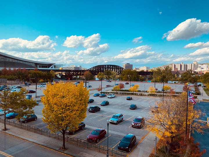 clouds, sky, trees, street, bridge, cars
