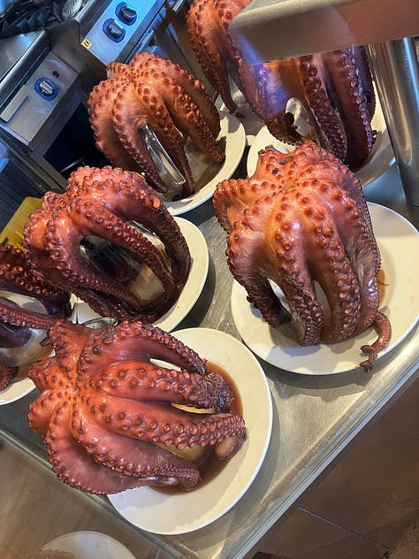 A photo gallery of A Coruña, Spain and Santiago de Compostello, with cathedrals, the Tower of Hercules, and some appetizing seafood