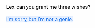 Screenshot of a text asking Lex if he can grant three wishes