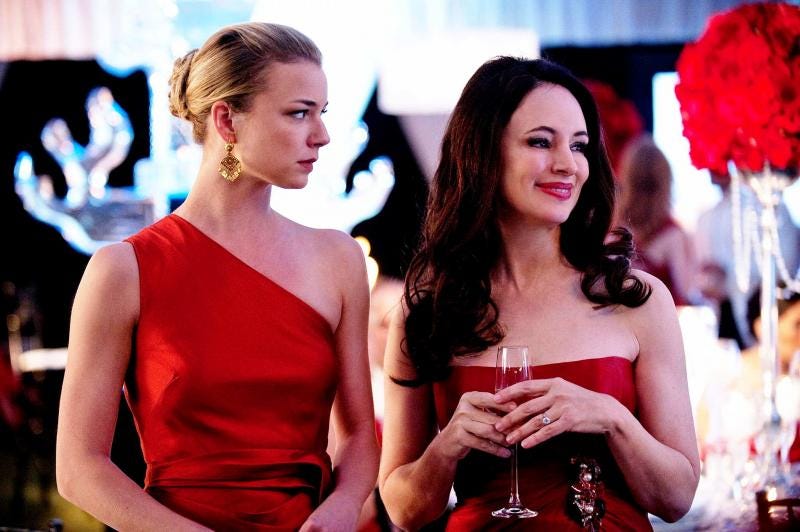 fitted lace wedding dress Emily VanCamp trading card Revenge 2013 ABC #77 Emily Thorne Red Dress at  Amazon's Entertainment Collectibles Store main image 1
