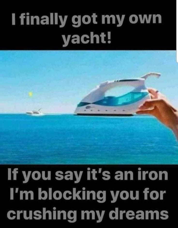 Iron yacht | Funny pictures, Ironic humor, Funny memes
