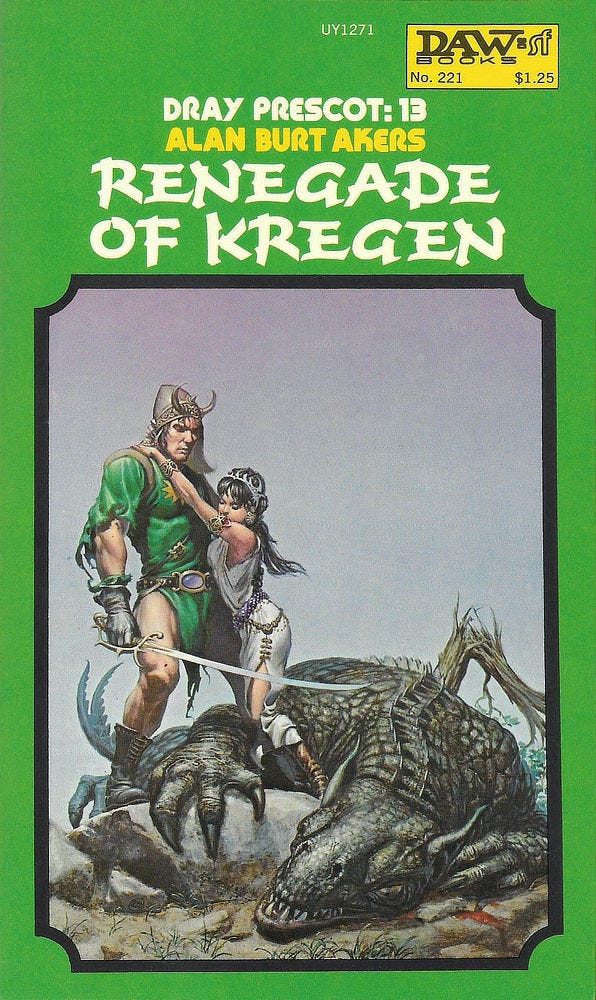 Book cover for RENEGADE OF KREGEN by Alan Burt Akers, published by DAW Books