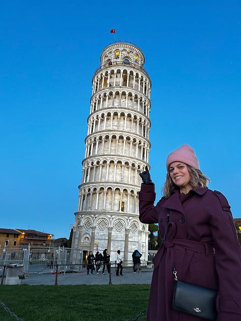 Pictures of Micaela in various places in the world, on the beach, Mexico, Italy, Portugal, Spain. 