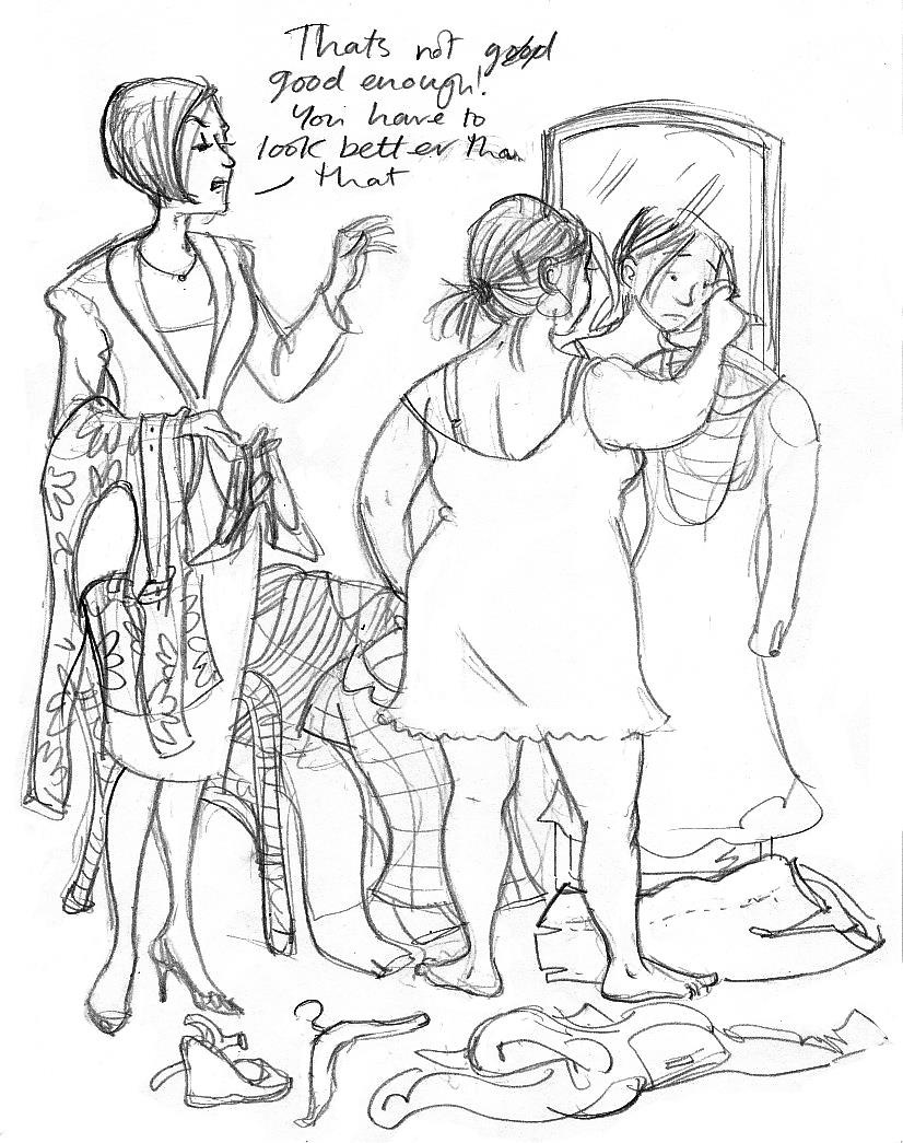 parent telling young girl in mirror she isn't good enough parent telling young girl in mirror she isn't good enough