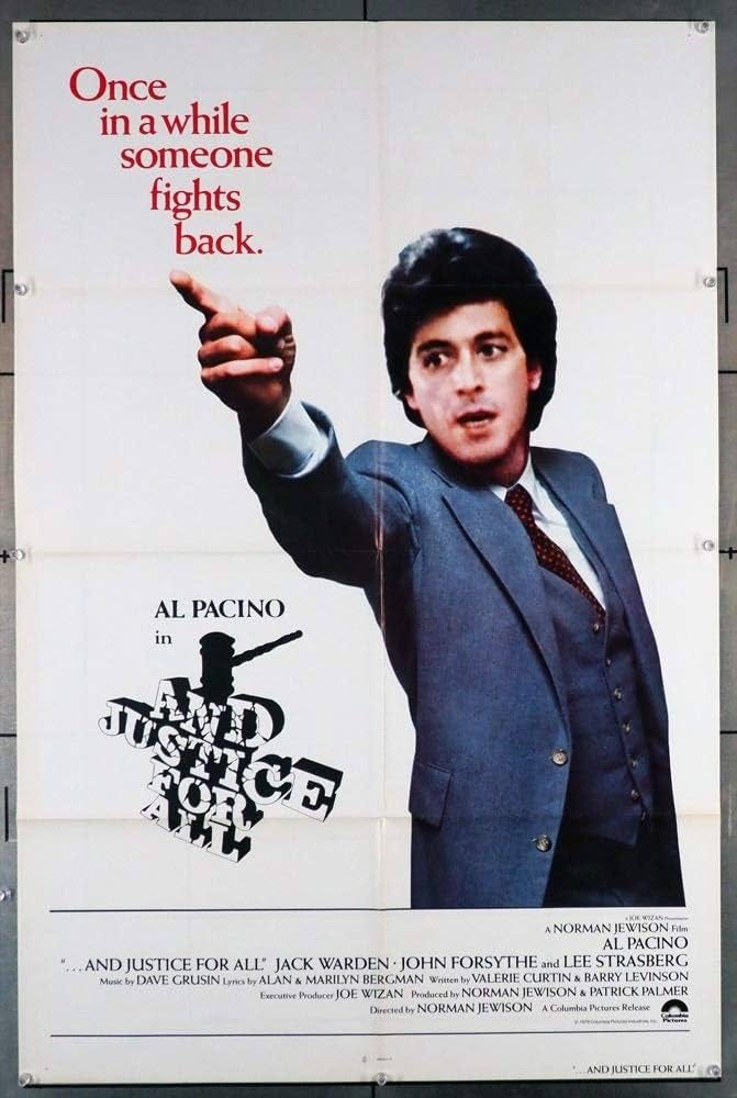 And Justice For All (1979) Original U.S. One-Sheet Movie Poster 27x41  Folded Fine Condition AL PACINO JACK WARDEN JOHN FORSYTHE LEE STRASBERG Film  directed by NORMAN JEWISON at Amazon's Entertainment Collectibles Store