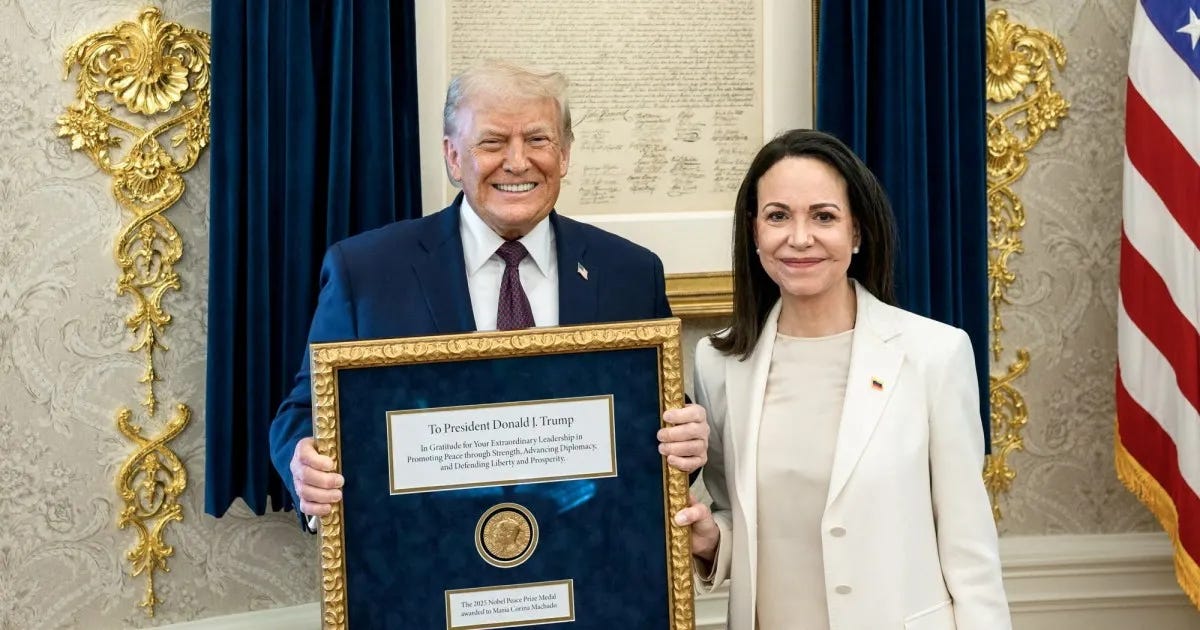 Venezuela's Machado gives Trump her Nobel Peace Prize: Is it his now? | US-Venezuela Tensions News | Al Jazeera Venezuela's Machado gives Trump her Nobel Peace Prize: Is it his now? | US-Venezuela Tensions News | Al Jazeera