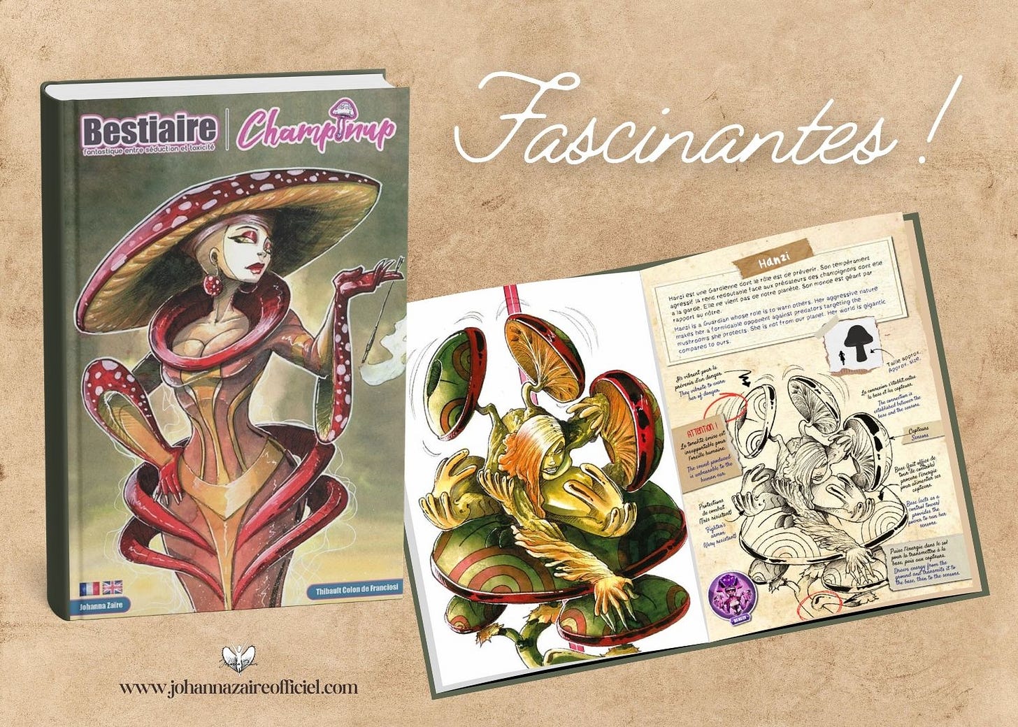 Aperçu du bestiaire fantastique Champinup par Johanna Zaïre, auteure et coach en écriture intuitive