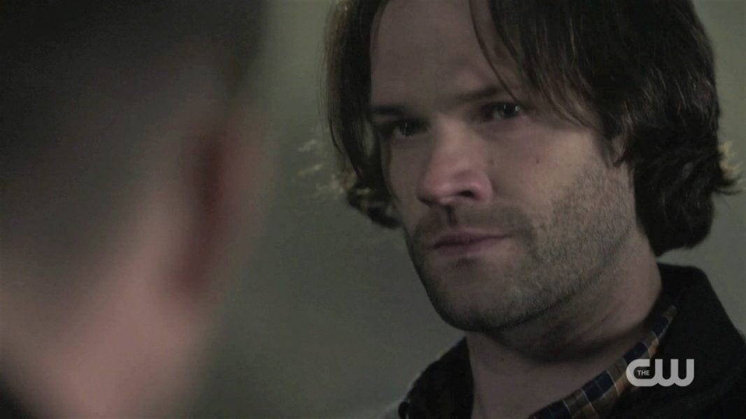 sam winchester reacts to dean going in box spn 1412