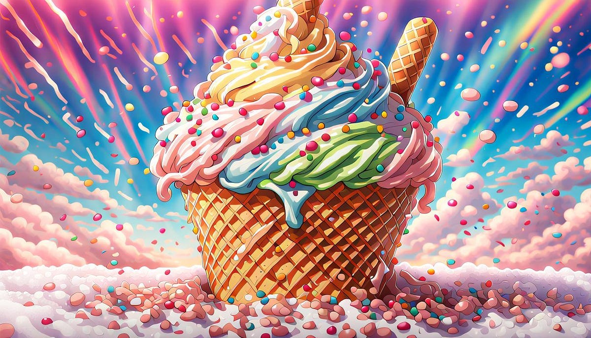 Large ice cream cone with sprinkles, by artist Large ice cream cone with sprinkles, by artist