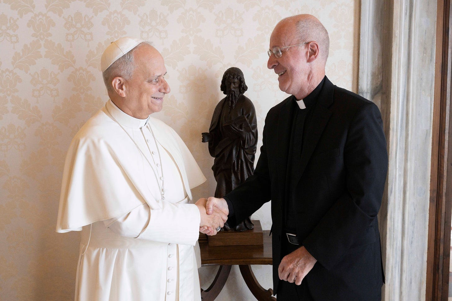 Pope Leo XIV greets Fr. James Martin at the Vatican