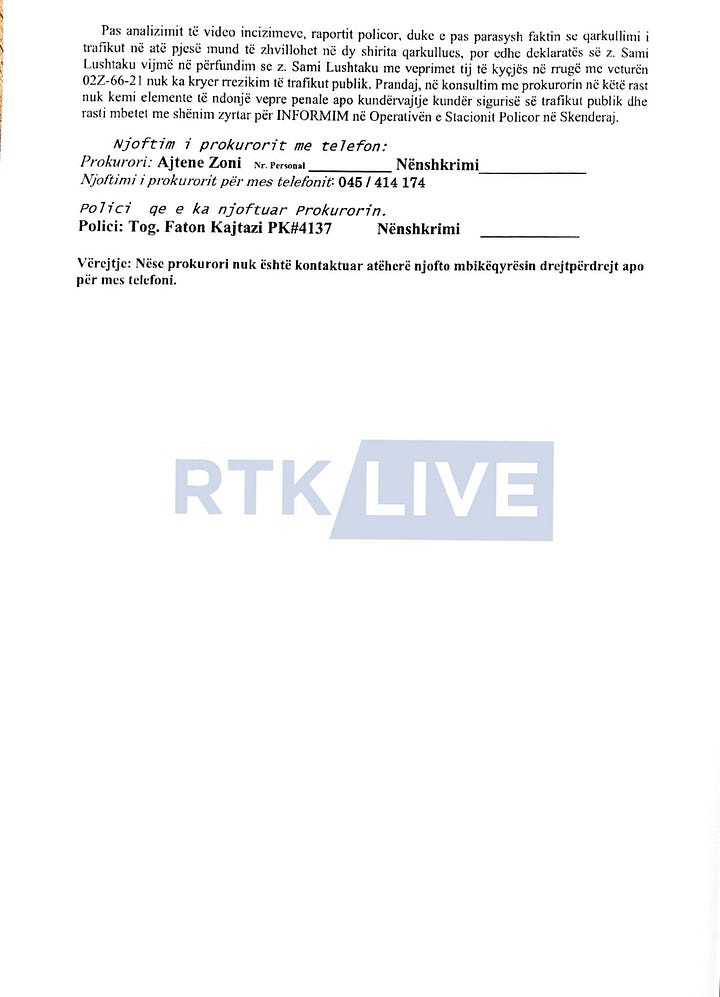 Raporti Policor i publikuar nga RTK