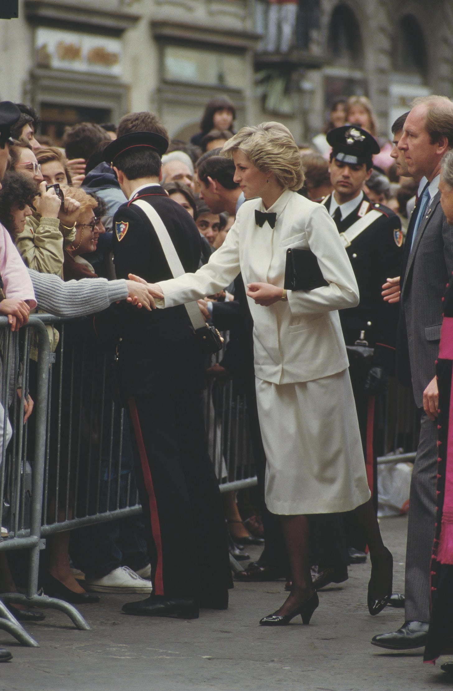 Princess Diana greeting the crowd in Florence in 1985