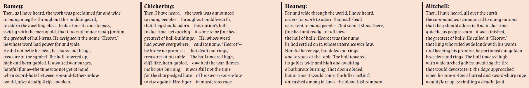 A Comparison of Beowulf Translations - by Robert Keim