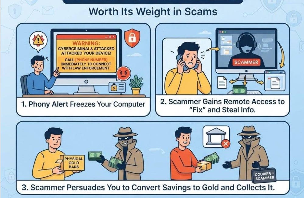 Holmes Beach Police Scam of the Week Warns of Scheme Using Fake Computer Alerts and Gold Purchases
