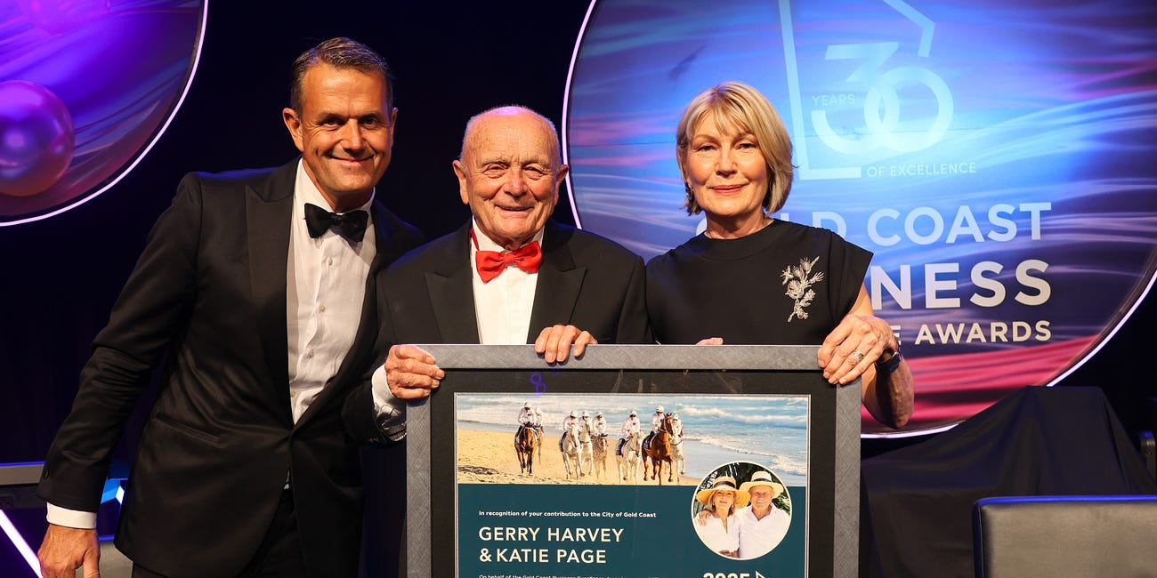 Gerry Harvey and Katie Page inducted into Gold Coast Business Hall of Fame