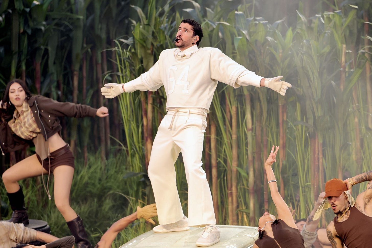 The Story Behind Bad Bunny's 2026 Super Bowl Zara Outfit—Including His “64” Jersey | Vogue The Story Behind Bad Bunny's 2026 Super Bowl Zara Outfit—Including His “64” Jersey | Vogue