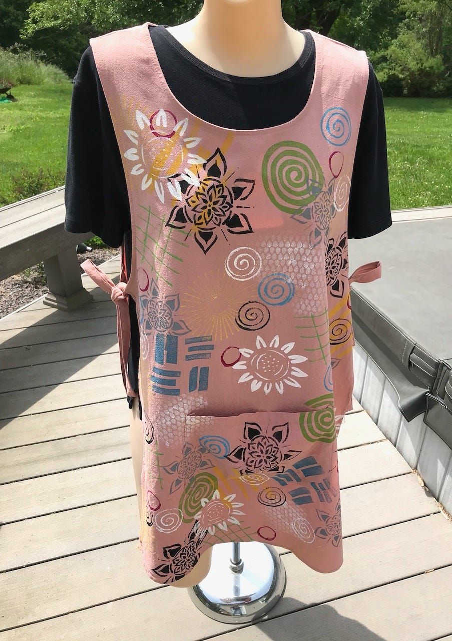 Stamped and printed apron